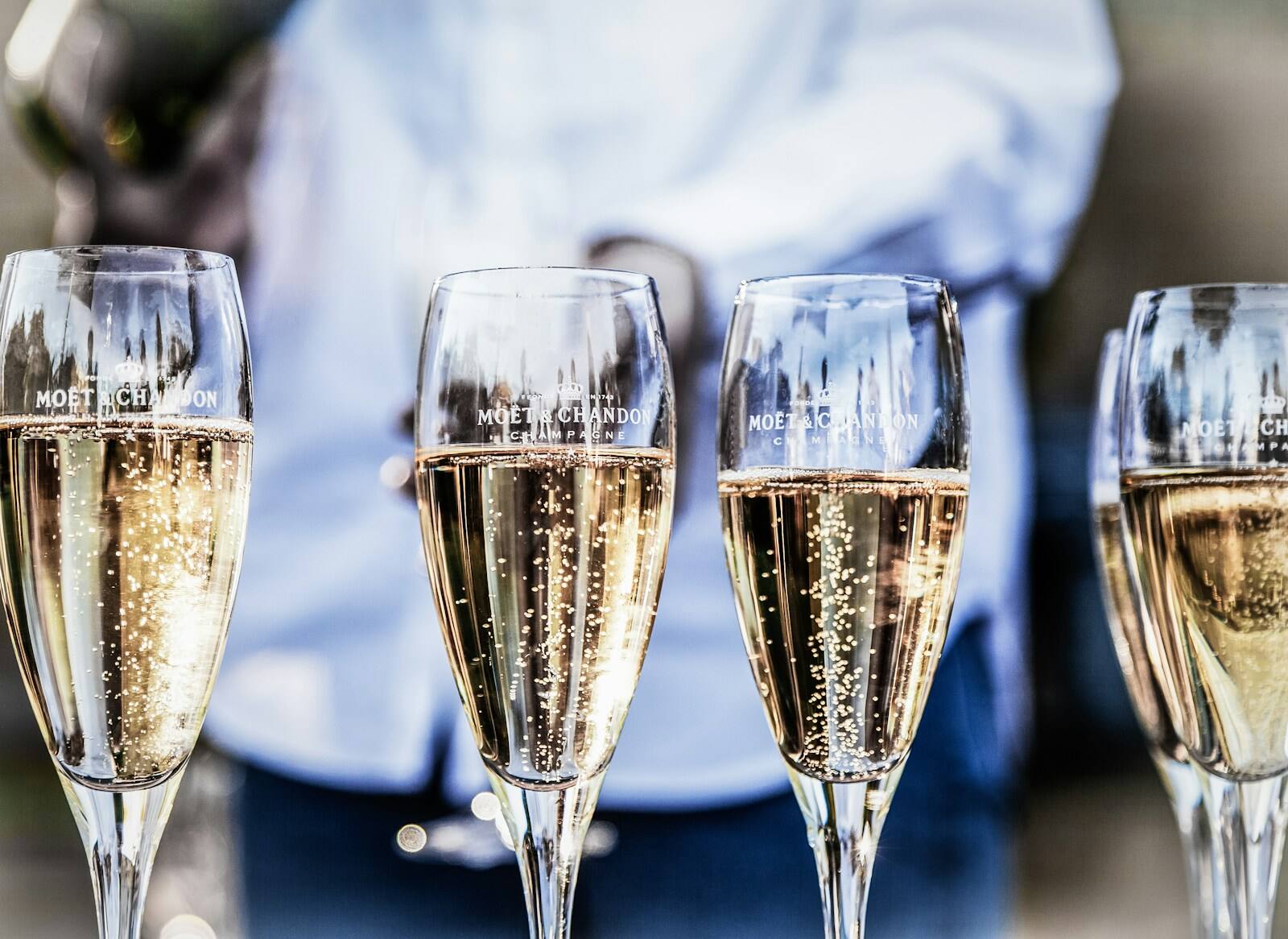 Champagne flutes awaiting the evening