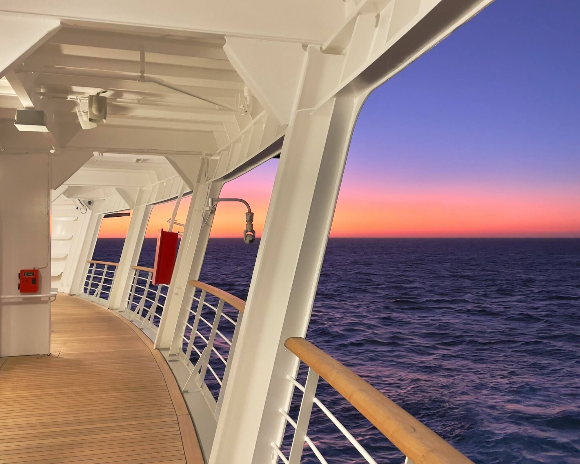 The promenade deck at sundown