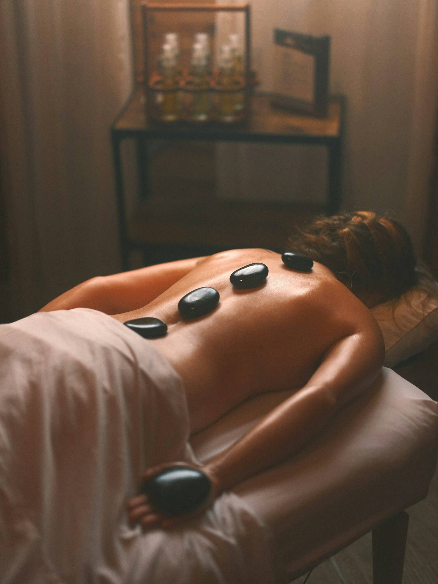 Hot stone treatment at the Meridian Spa